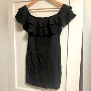 Black bodycon off the shoulder dress